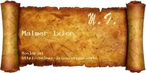 Malmer Ixion névjegykártya